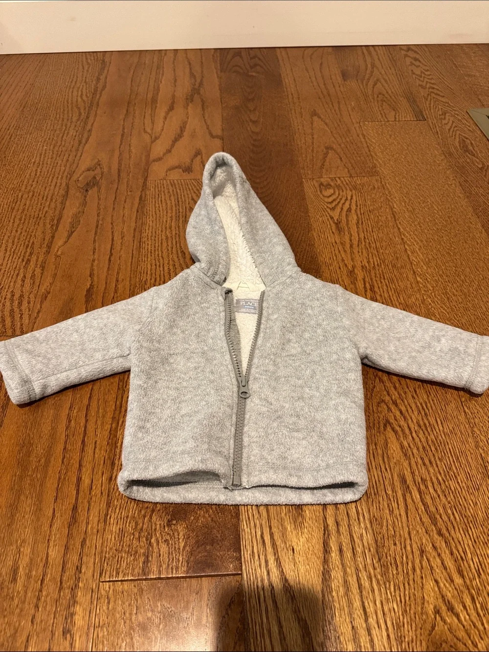 The Children's Place Light Gray Hooded Sherpa-Lined Zip Jacket